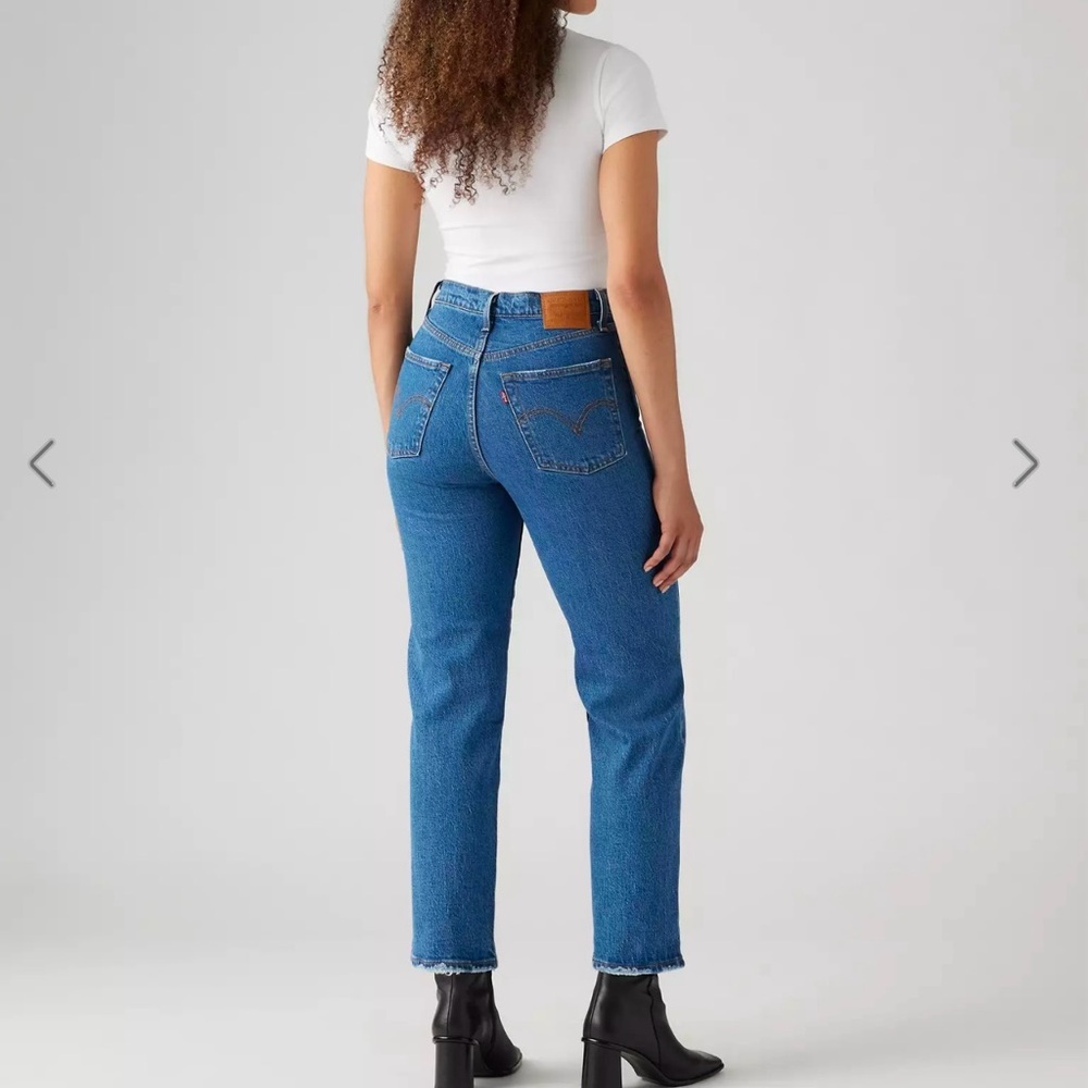 Levi's Ankle Straight Ribcage Jeans Medium Wash Premium Denim